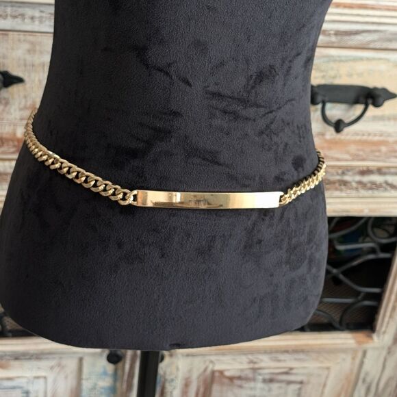Zara Chunky Cuban Link Chain Belt, Gold Tone, 42\
